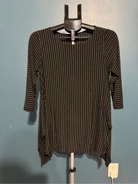 Comfy USA Black Pinstripe Longline Tunic